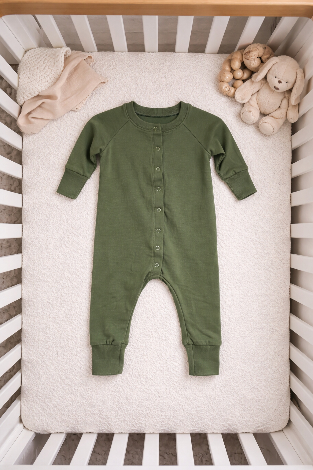 3-6 Olive Green Snap Romper