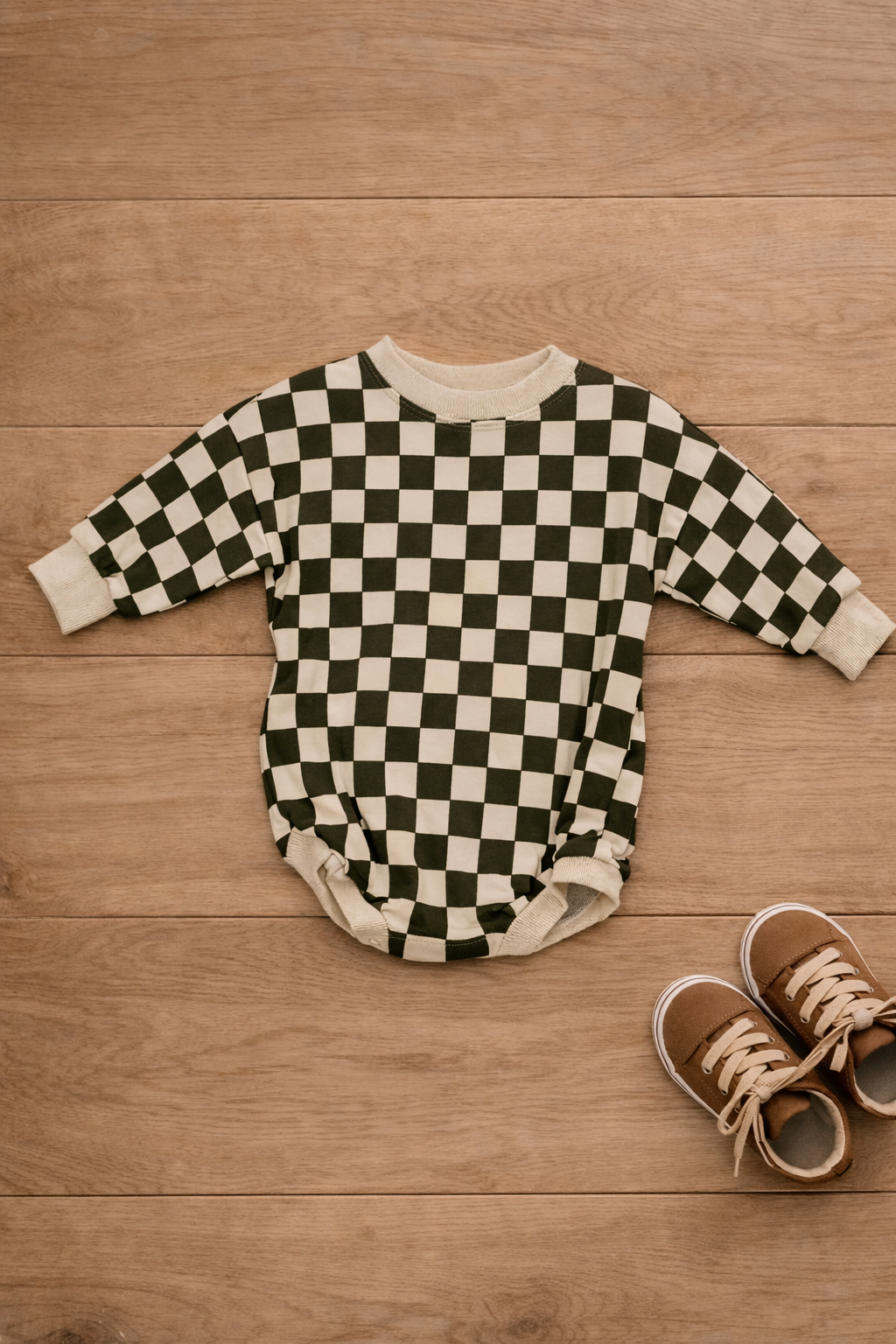 9-12 organic Olive green Sweater Romper