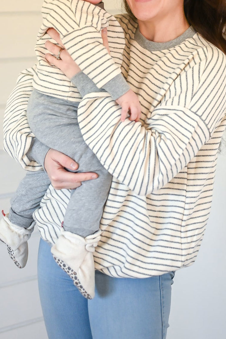 Cream and gray thick sweatsuit