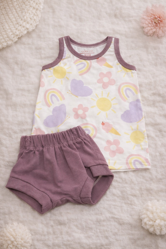 Summer tank & lavender shorties set