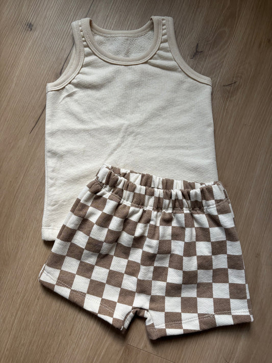 Organic Brown Check Shorts & Tank