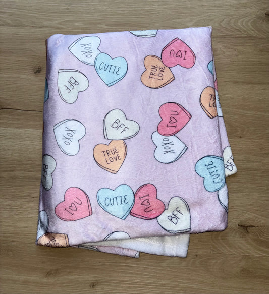 Conversation hearts 50x60 Minky Blanket